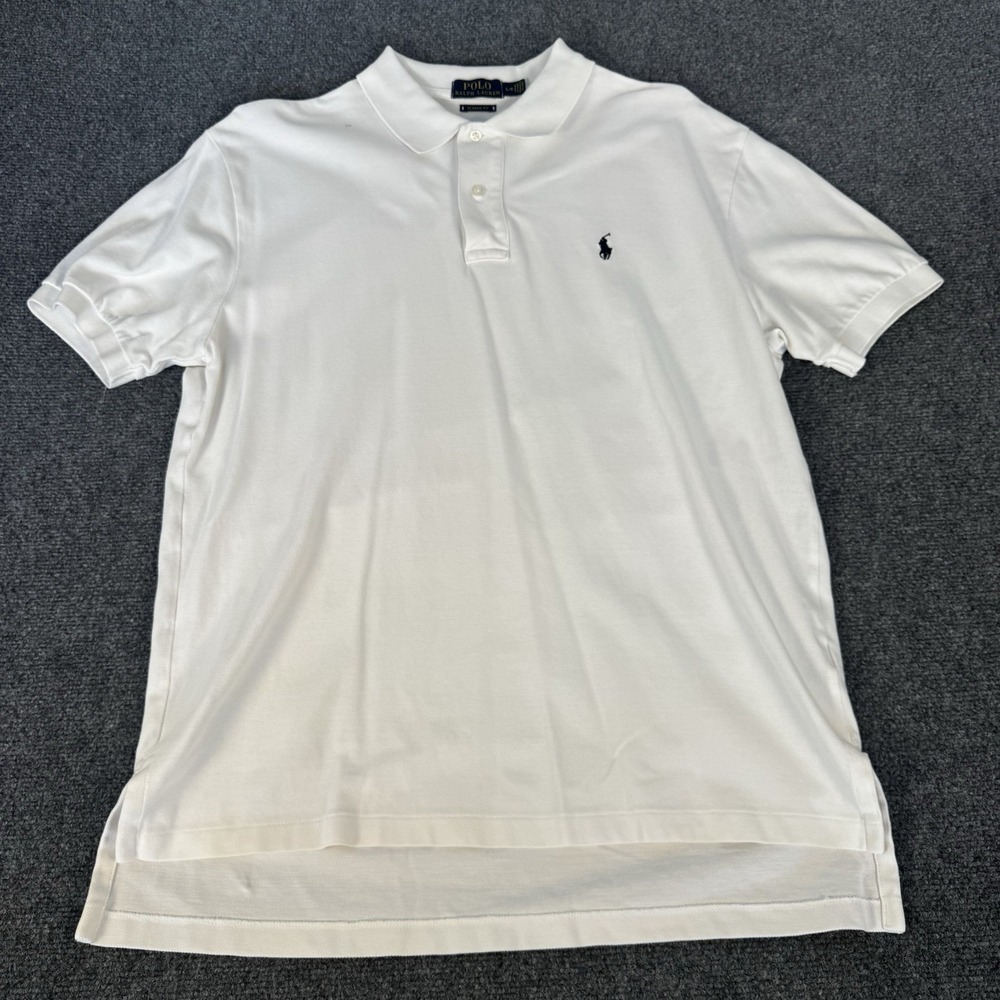 Polo Ralph Lauren Shirt Mens L Large White Mesh Classic Fit Short Sleeve Pony - Picture 2 of 7